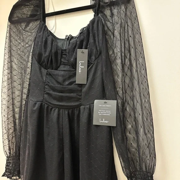 NEW with tags flirty fashionista black mesh bustier long sleeve romper - Picture 2 of 3